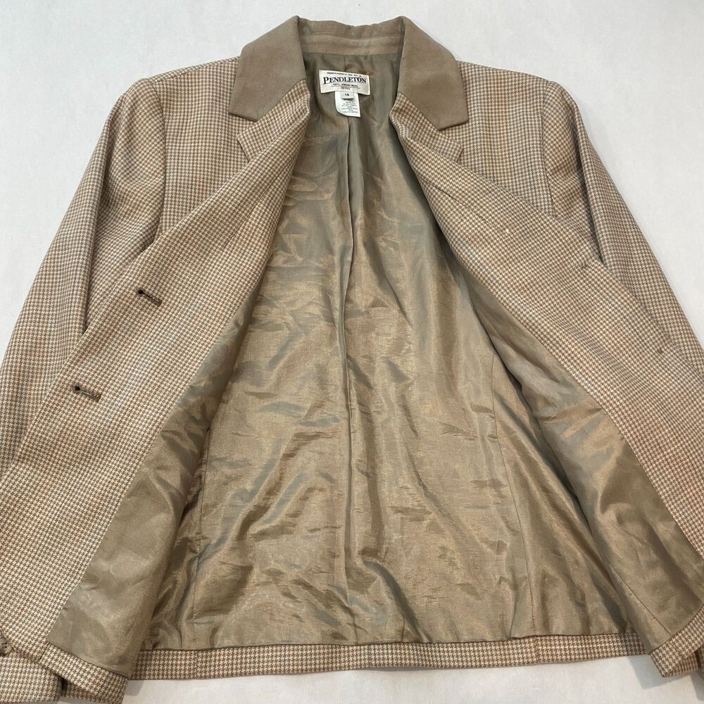 ~ Pendleton Blazer Preppy Wool 14p Women Houndstooth Notch Collar Collegiate - Picture 12 of 12